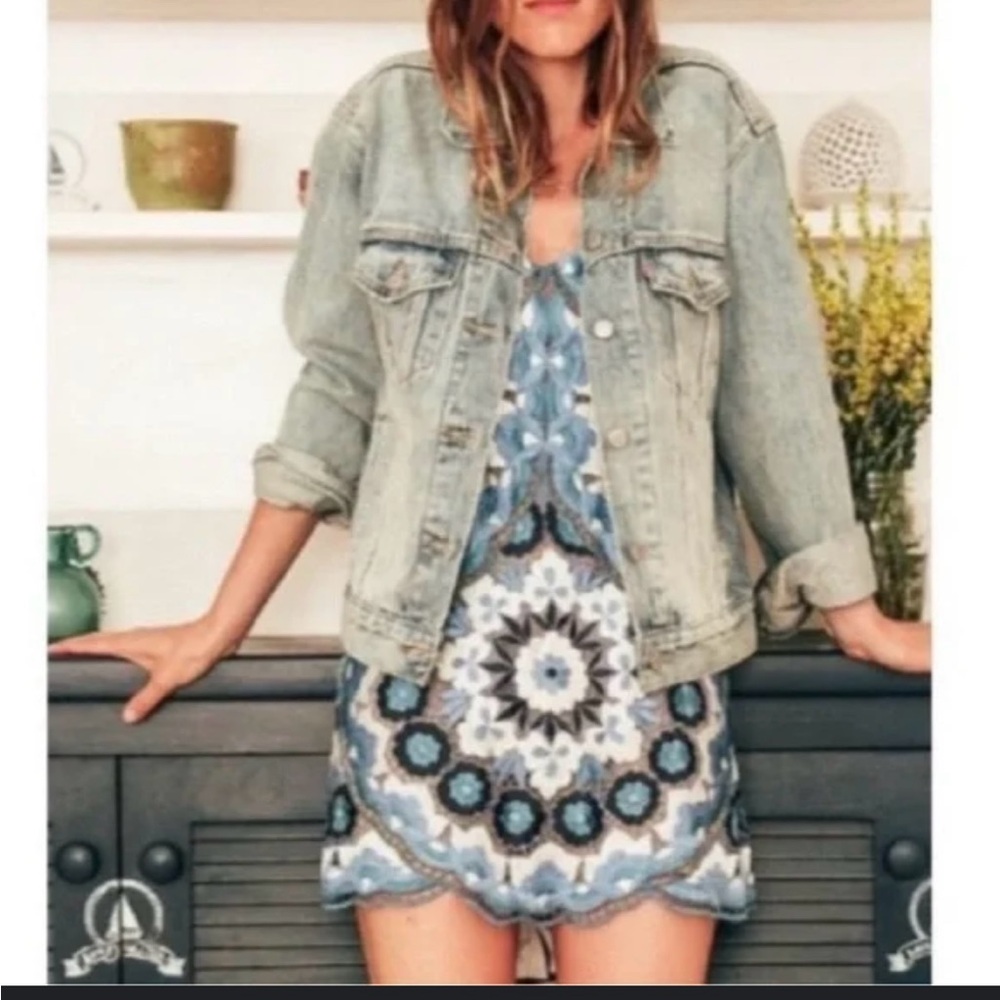 Free People Blue and White Mini Dress